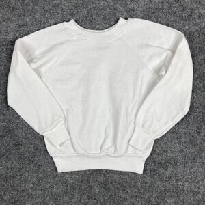 Signal Sweatshirt Boys Size Medium White Plain Raglan Crewneck Vintage
